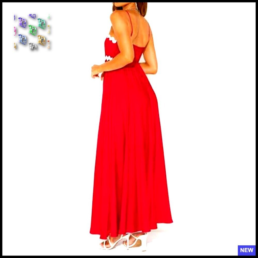 Spaghetti Strap Maxi Dress Smocked Back Boho Flowy Summer Casual Beach - Picture 4 of 7